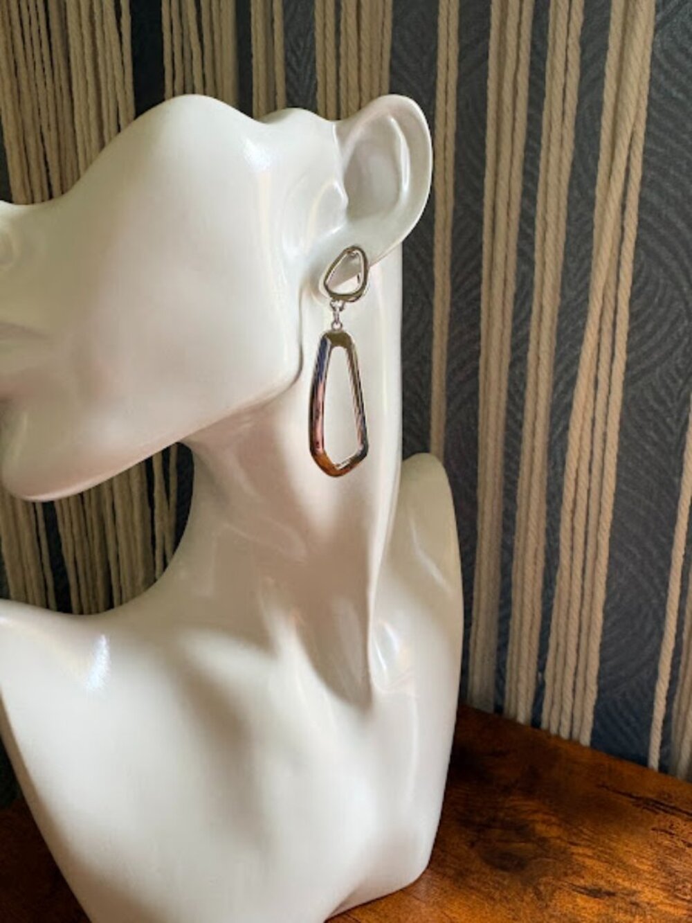 Silver Geometric Drop Earrings